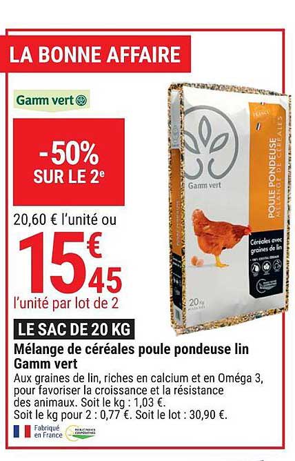 mélange de céréales poule pondeuse lin gamm vert