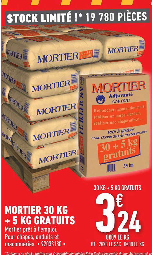 mortier 30 kg + 5 kg gratuits