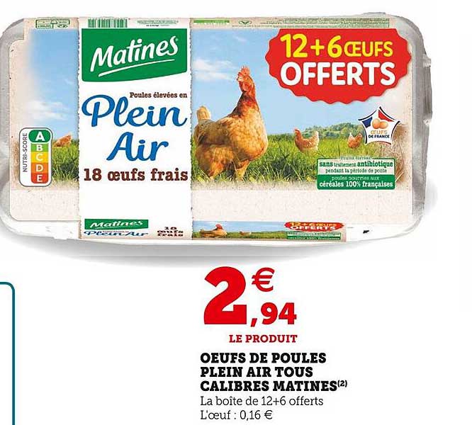 oeufs de poules plein air tous calibres matines