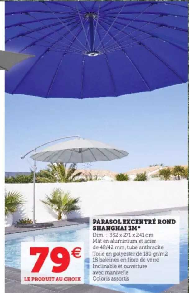 parasol excentré rond shanghai 3m