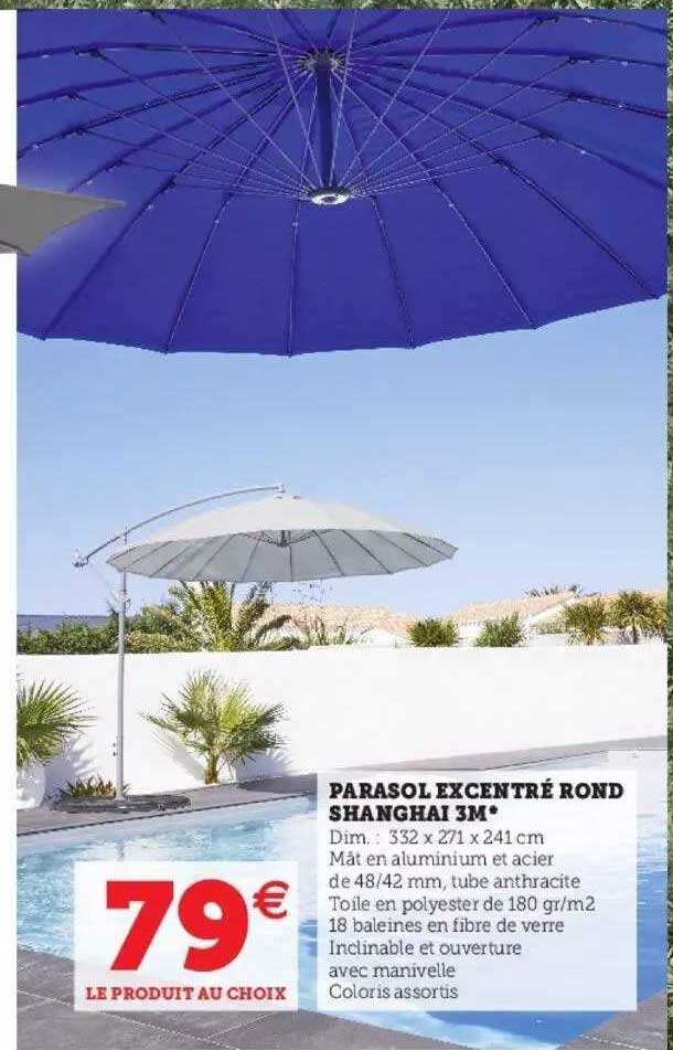 parasol excentré rond shanghai 3m