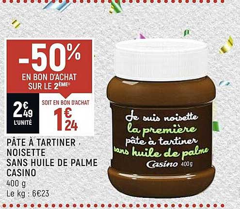 Pâte à Tartiner, Noisette Sans Huile De Palme Casino