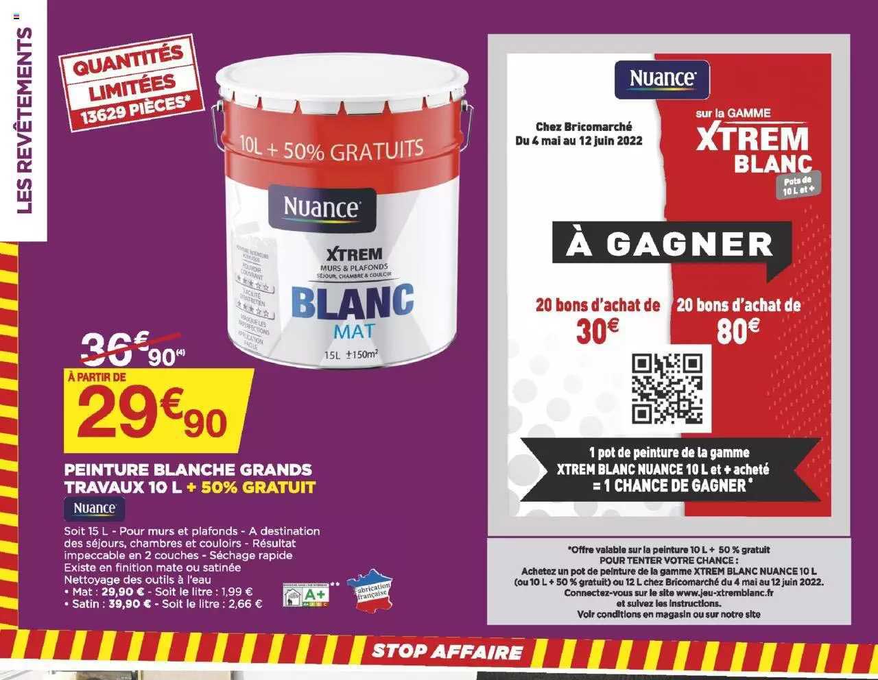 peinture blanche grands travaux 10 l + 50 % gratuit nuance