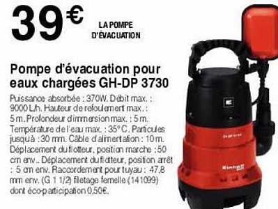pompe d'évacuation pour eaux chargées gh-dp 3730