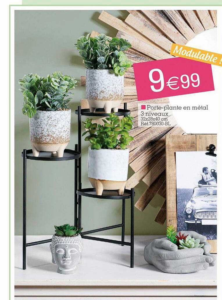 porte-plante en métal 3 niveaux