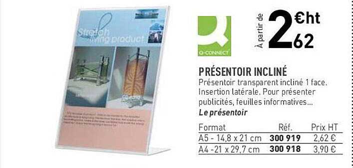 présentoir incliné