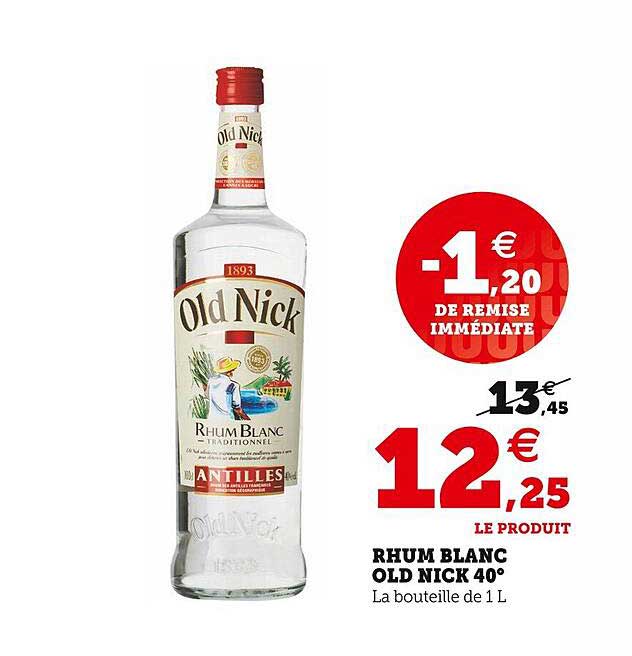 rhum blanc old nick 40°
