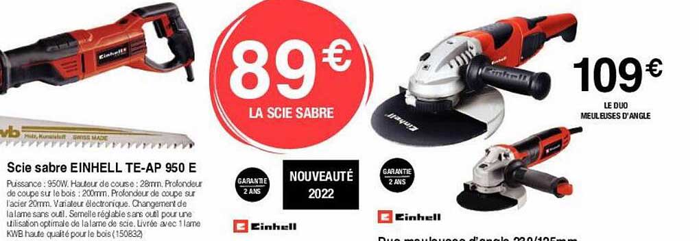 scie sabre einhell te-ap 950 e