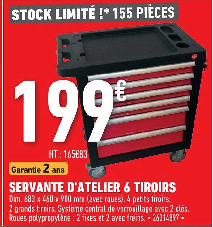 servante d'atelier 6 tiroirs
