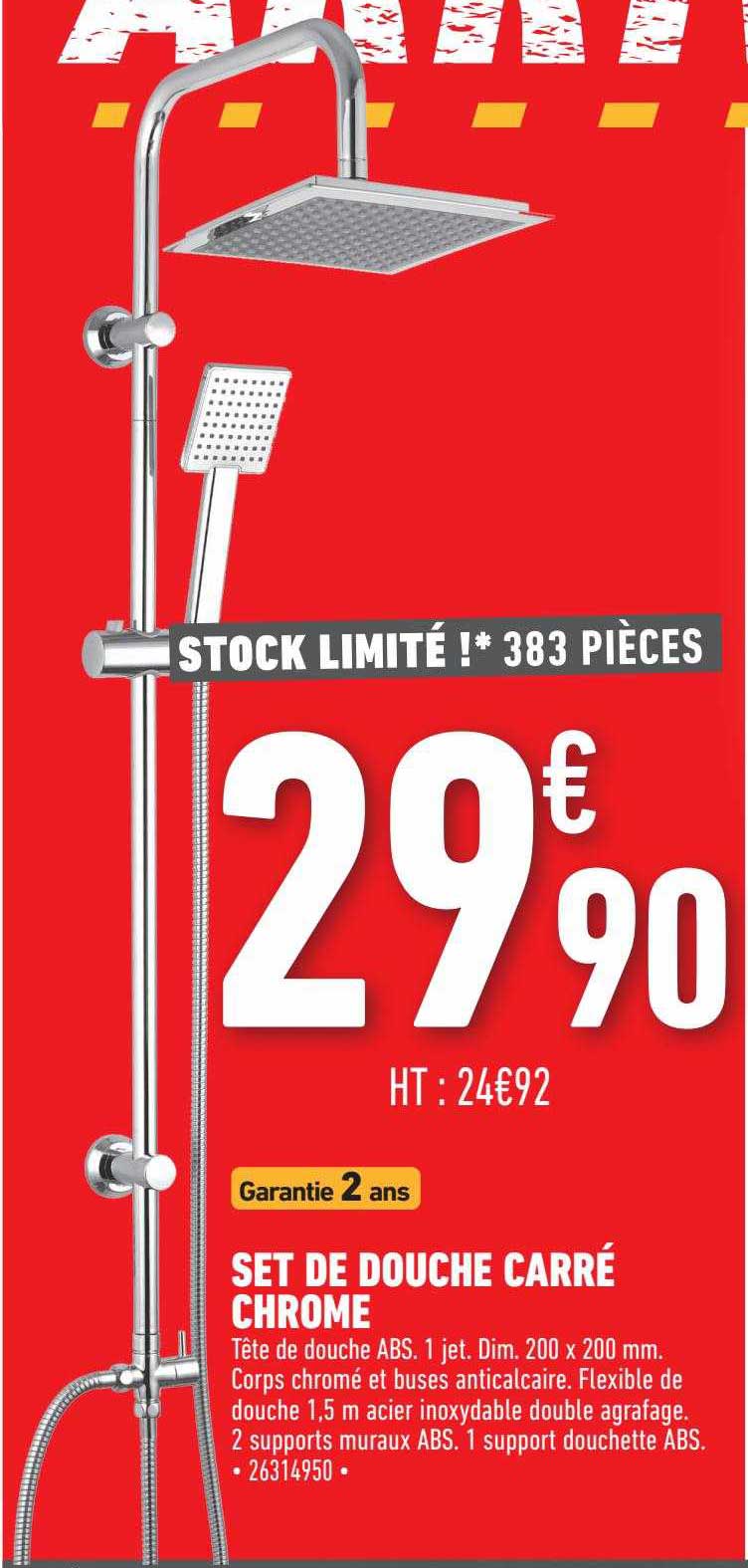 Set De Douche Carré Chrome