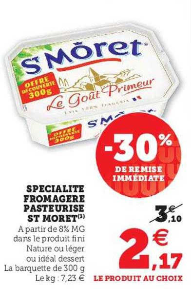 spécialité fromagère pasteurisé  st môret