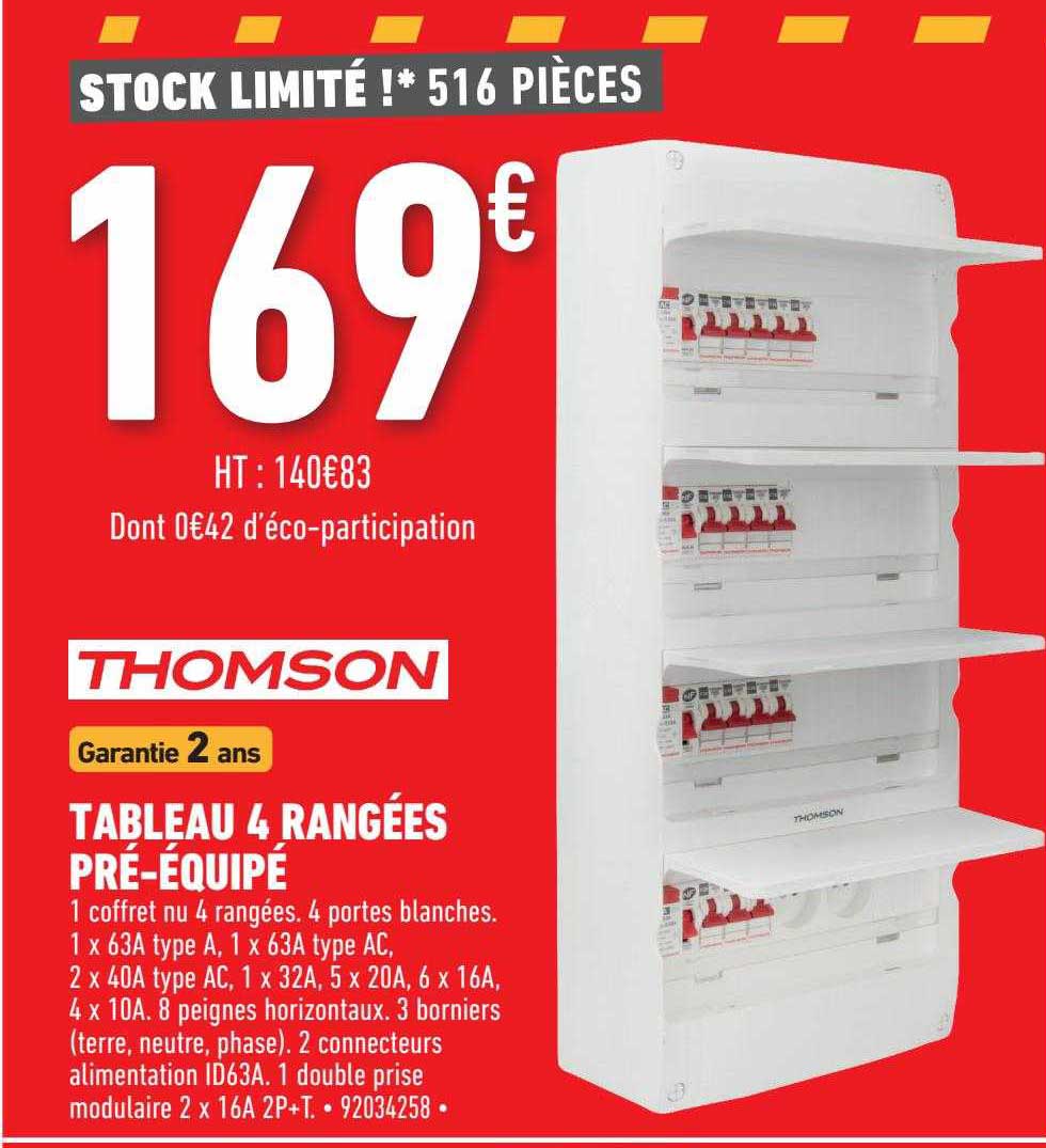 tableau 4 rangées pré-équipé thomson