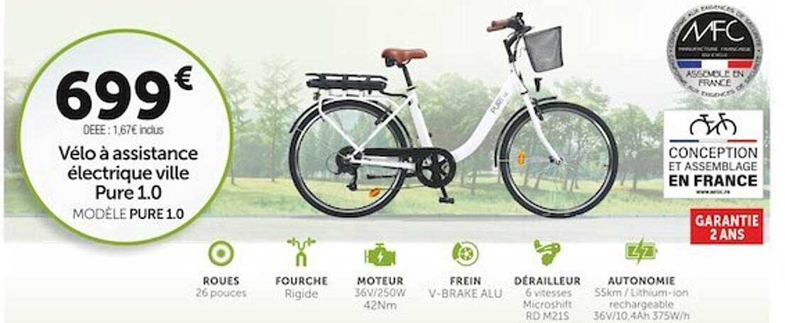 vélo à assistance électrique ville pure 1.0