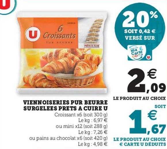 viennoiseries pur beurre surgelées prêts à cuire u