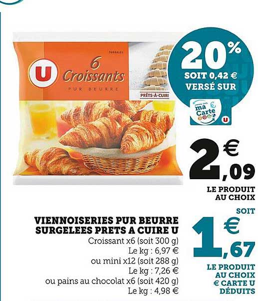 viennoiseries pur beurre surgelées prêts à cuire u