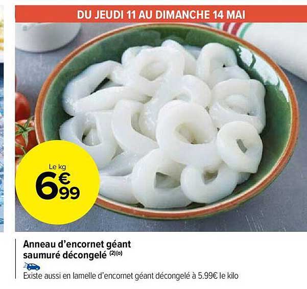 anneau d'encornet géant saumuré décongelé