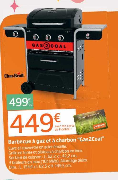 barbecue à gaz et à charbon "gas2coal"