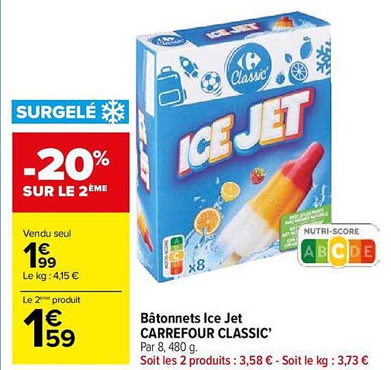 Bâtonnets Ice Jet Carrefour Classic'