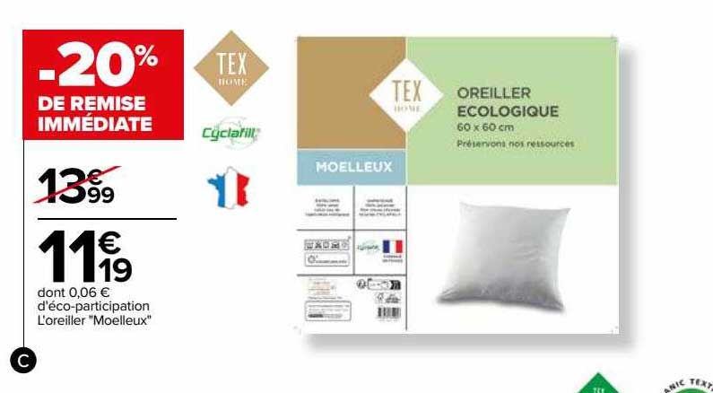 l'oreiller "moelleux" tex home