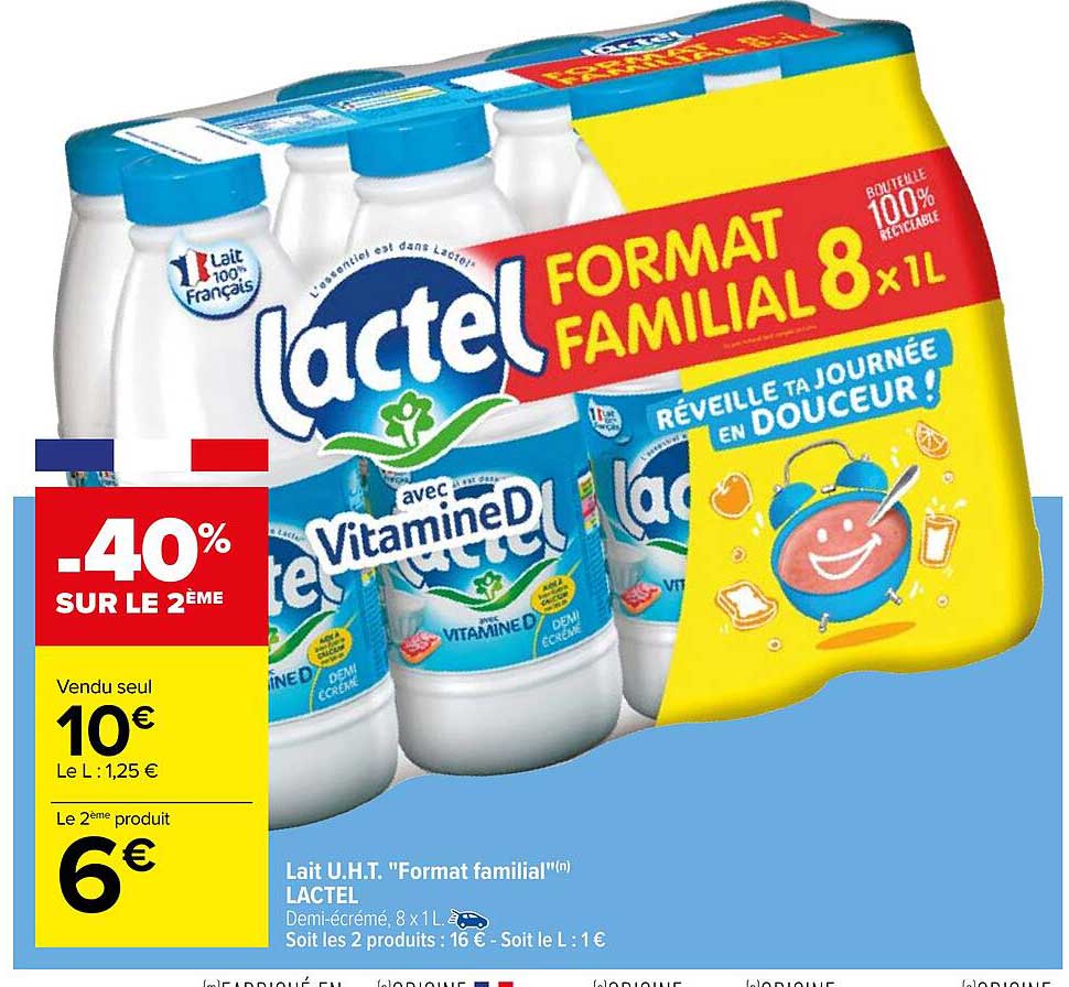lait u.h.t. "format familial" lactel