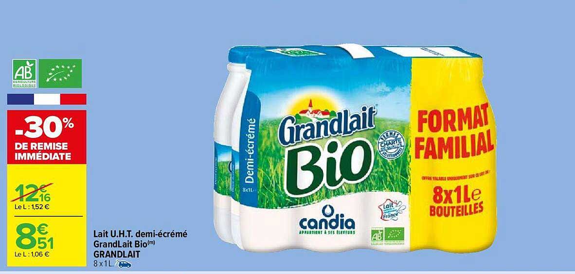 lait u.h.t. demi-écrémé grand lait bio