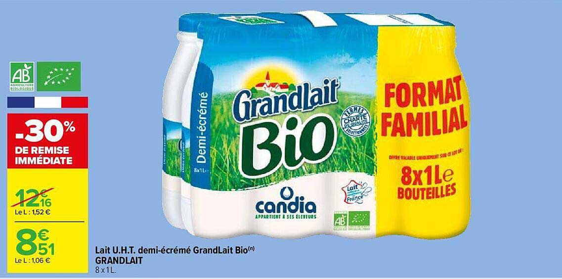 lait u.h.t. demi-écrémé grand lait bio grand lait