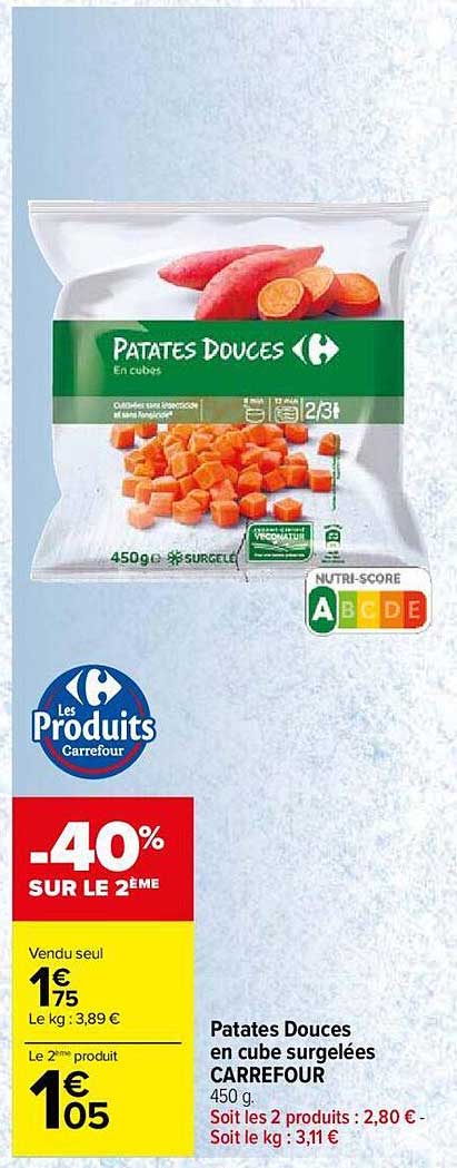 patates douces en cube surgelées carrefour