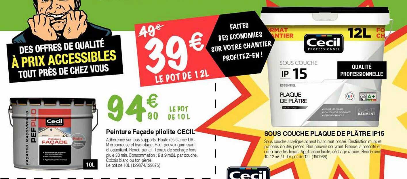 peinture façade pliolite cecil, sous couche plaque de plâtre ip15 cecil