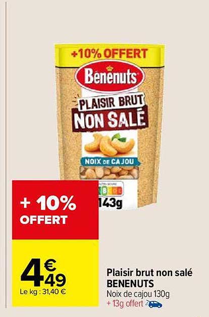 plaisir brut non salé benenuts