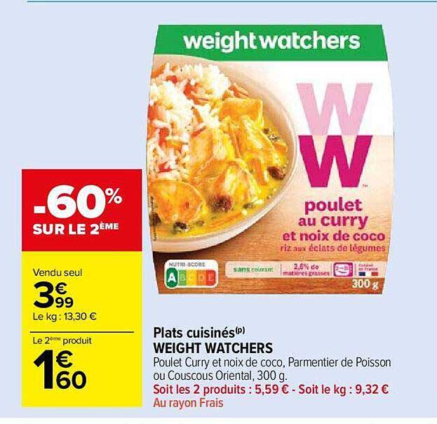 plats cuisinés weight watchers