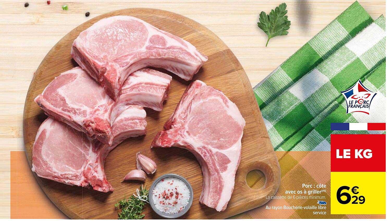 Porc : Côte Avec Os à Griller