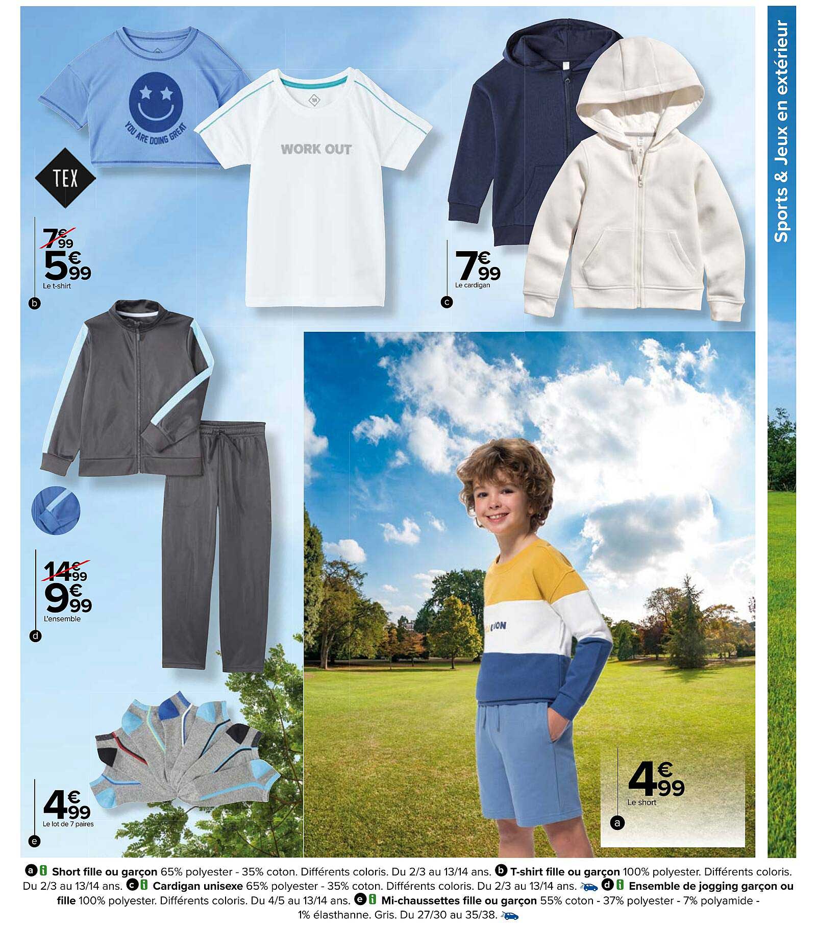 short fille ou garçon, t-shirte fille ou garçon, cardigan unisexe, ensemble de jogging garçon ou fille, mi-chaussettes fille ou garçon