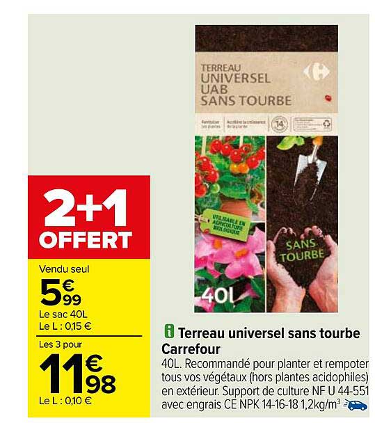 Terreau Universel Sans Tourbe Carrefour