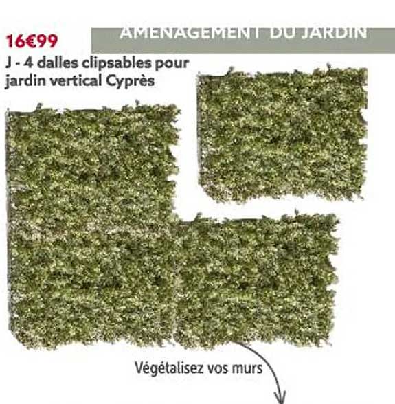 4 dalles clipsables pour jardin vertical cyprès