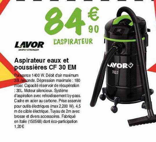 aspirateur eaux et poussières cf 30 em lavor