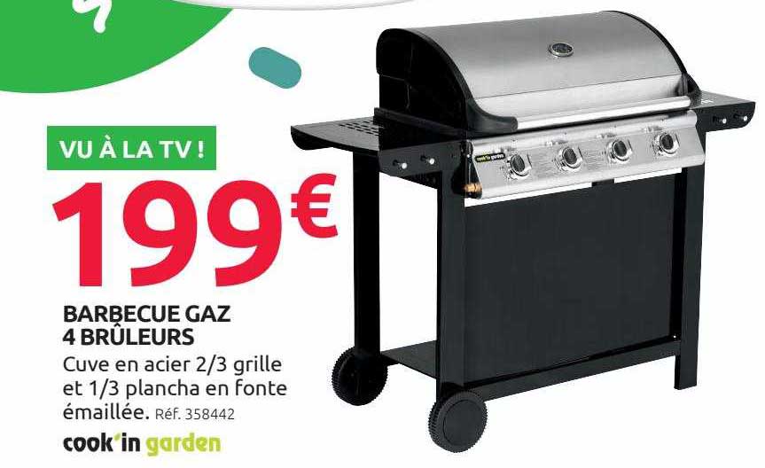 barbecue gaz 4 brûleurs cook'in garden