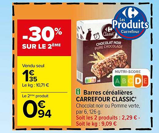 barres céréalières carrefour classic'