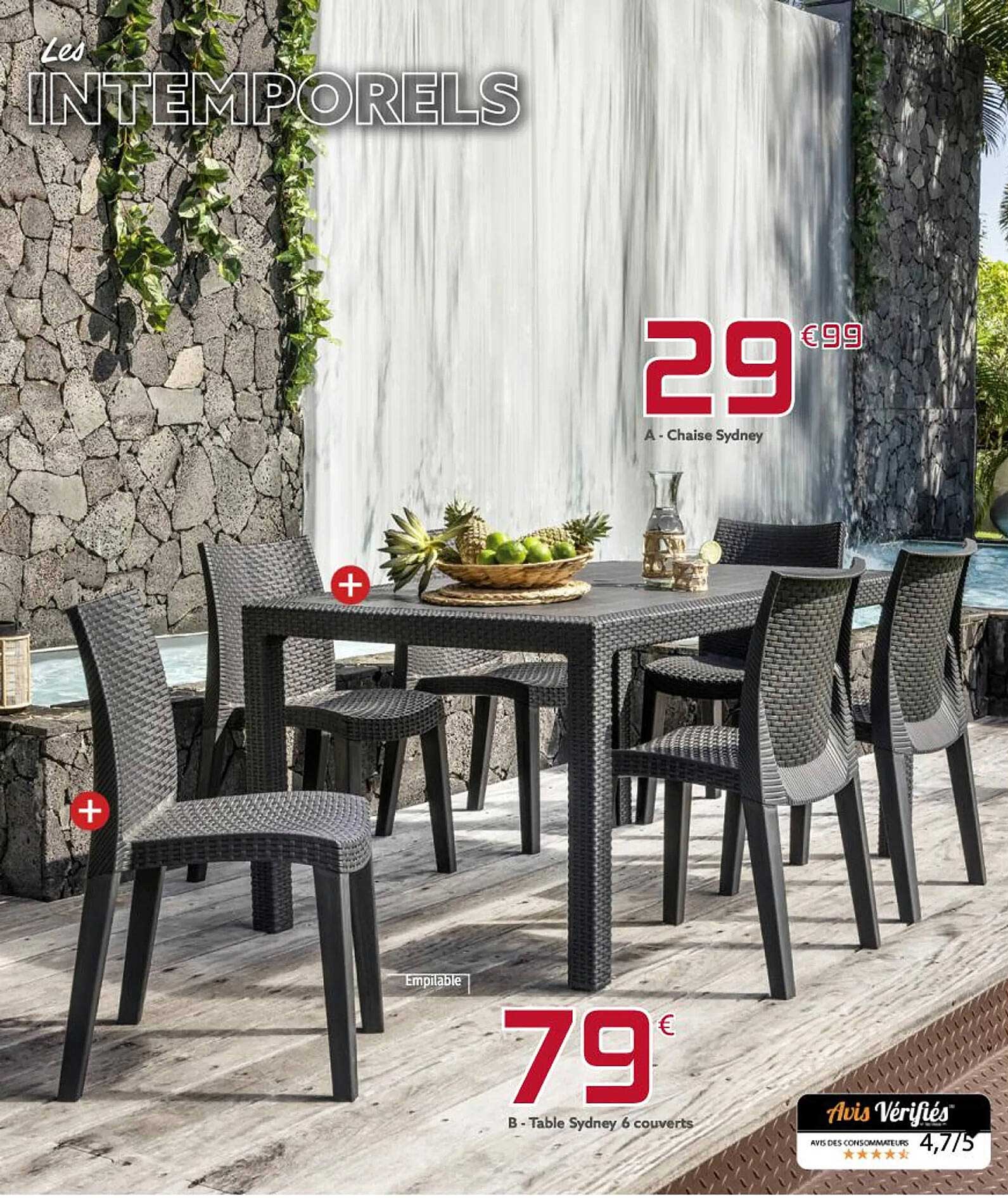 Chaise Sydney, Table Sydney 6 Couverts