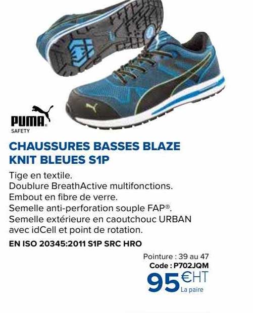 chaussures basses blaze knit bleues s1p puma