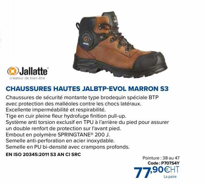 chaussures hautes jalbtp-evol marron s3 jallatte