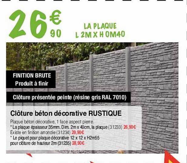 clôture béton décorative rustique
