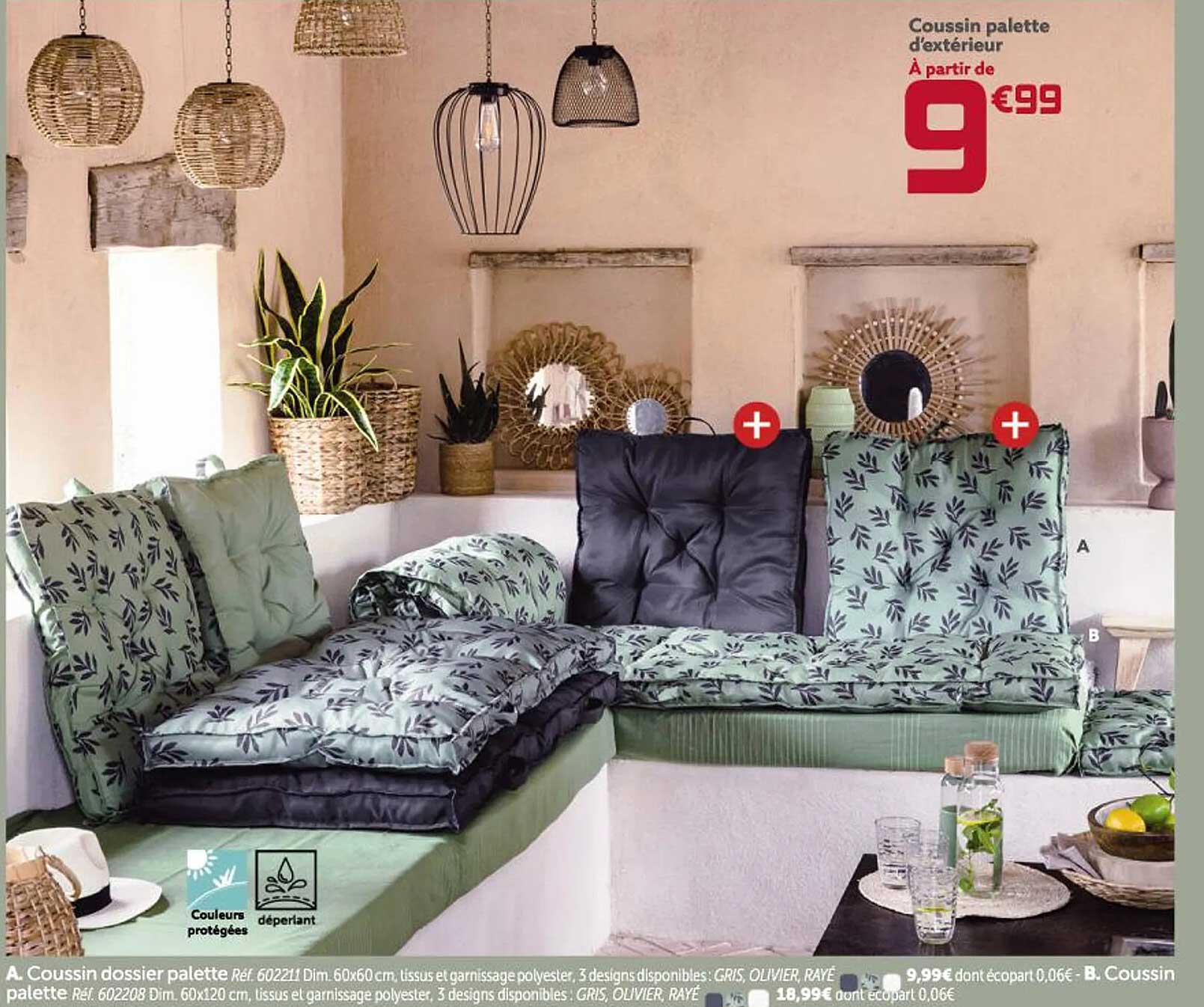 coussin palette d'extérieur