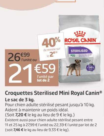 croquettes sterilised mini royal canin