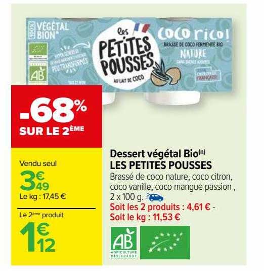 Dessert Végétal Bio Les Petites Pousses
