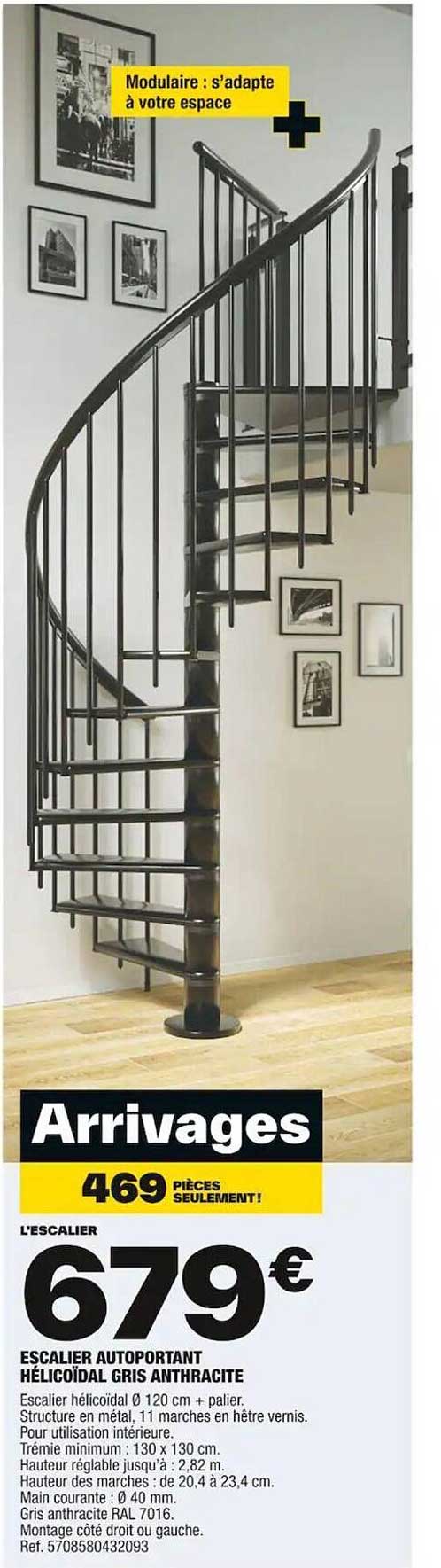 Escalier Autoportant Hélicoïdal Gris Anthracite