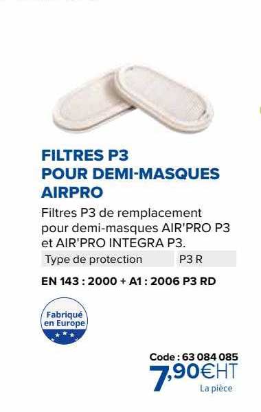 filtres p3 pour demi-masques airpro