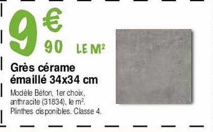 grès cérame émaillé 34 x 34 cm