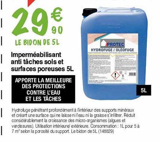 imperméabilisant anti tâches sols et surfaces poreuses 5l
