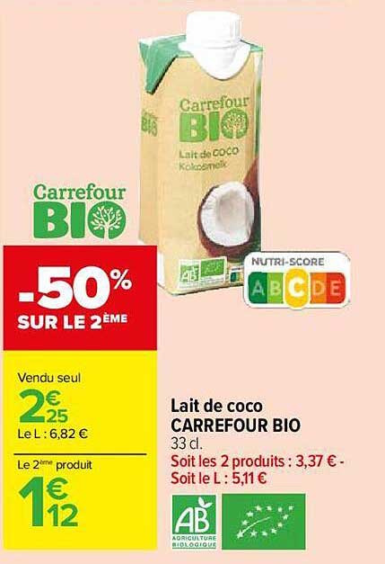 Lait De Coco Carrefour Bio