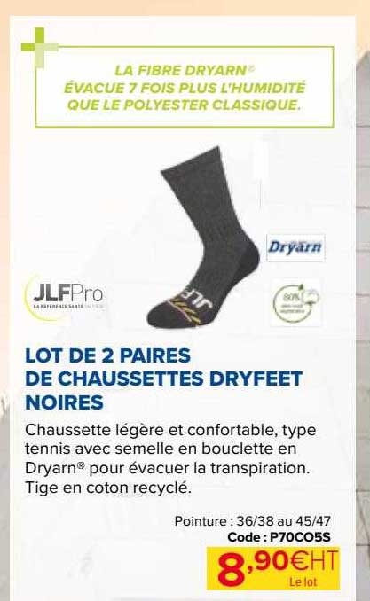 Lot De 2 Paires De Chaussettes Dryfeet Noires